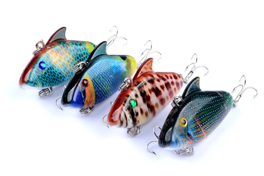 4x 5.5cm Colorful Vib Bait Fishing Lures, Salt/Freshwater