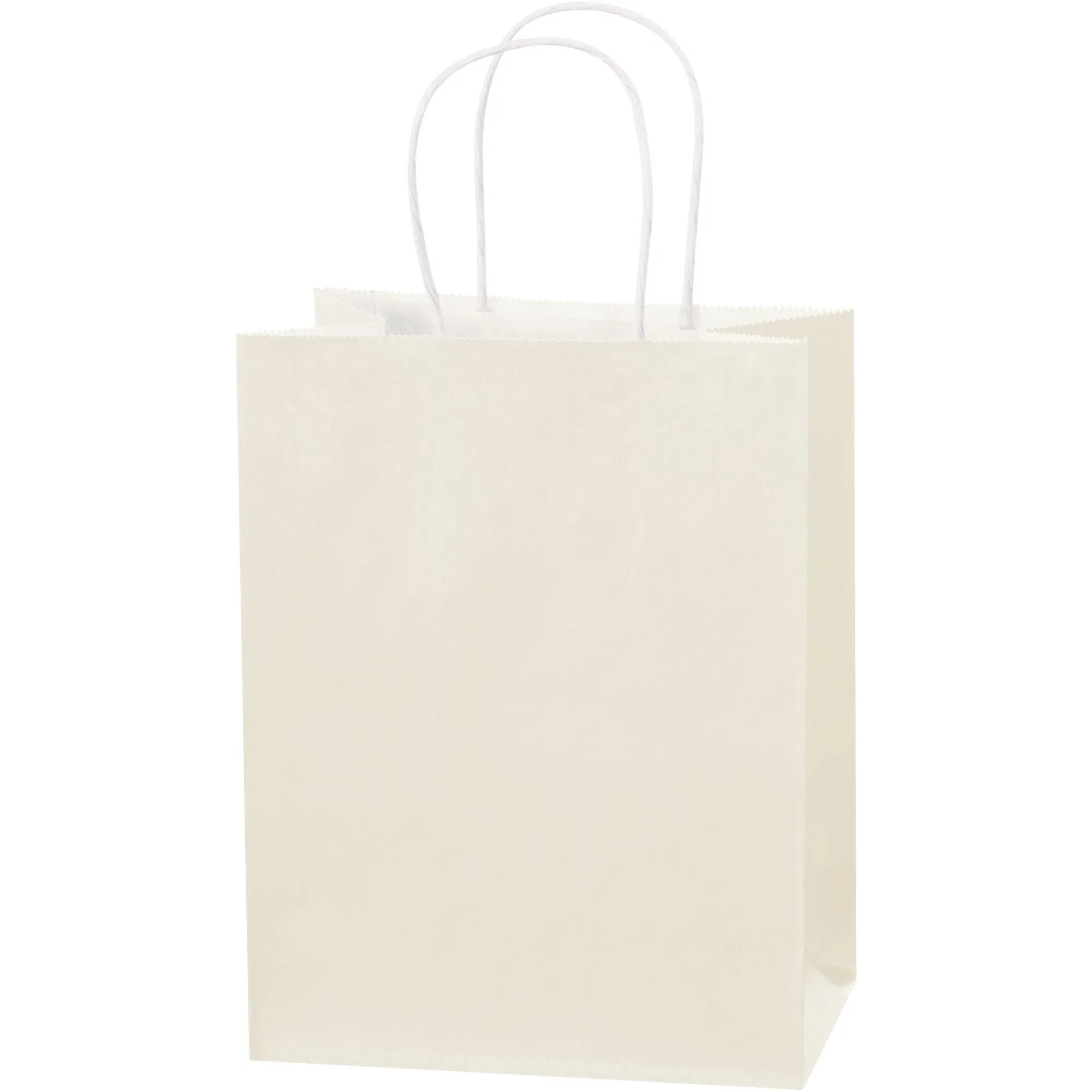 8 x 4 1/2 x 10 1/4" French Vanilla Tinted Shopping Bags