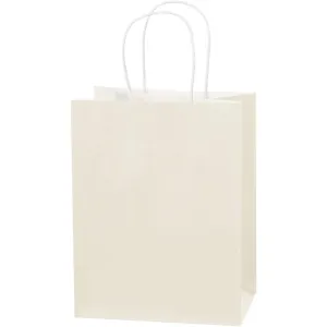 8 x 4 1/2 x 10 1/4" French Vanilla Tinted Shopping Bags