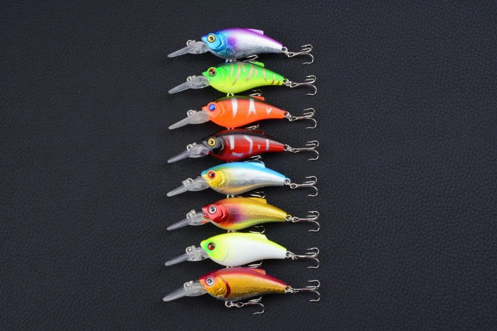 8x 7.5cm Popper Crank Bait Lures Set for Saltwater & Freshwater