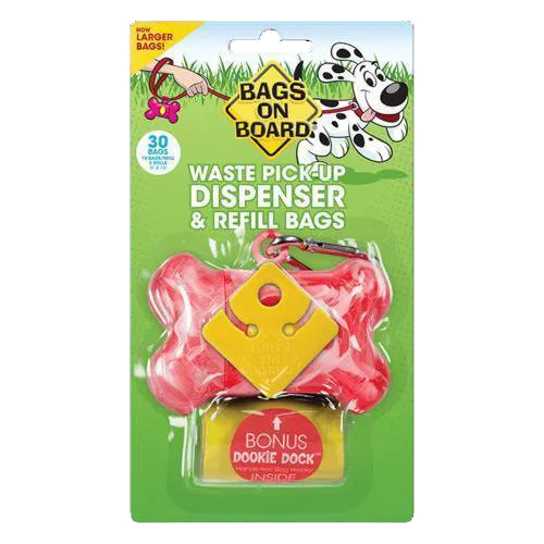 Bags on Board Marble Bone Waste Pick-Up Dispenser & Refill Bags Pink 30bags