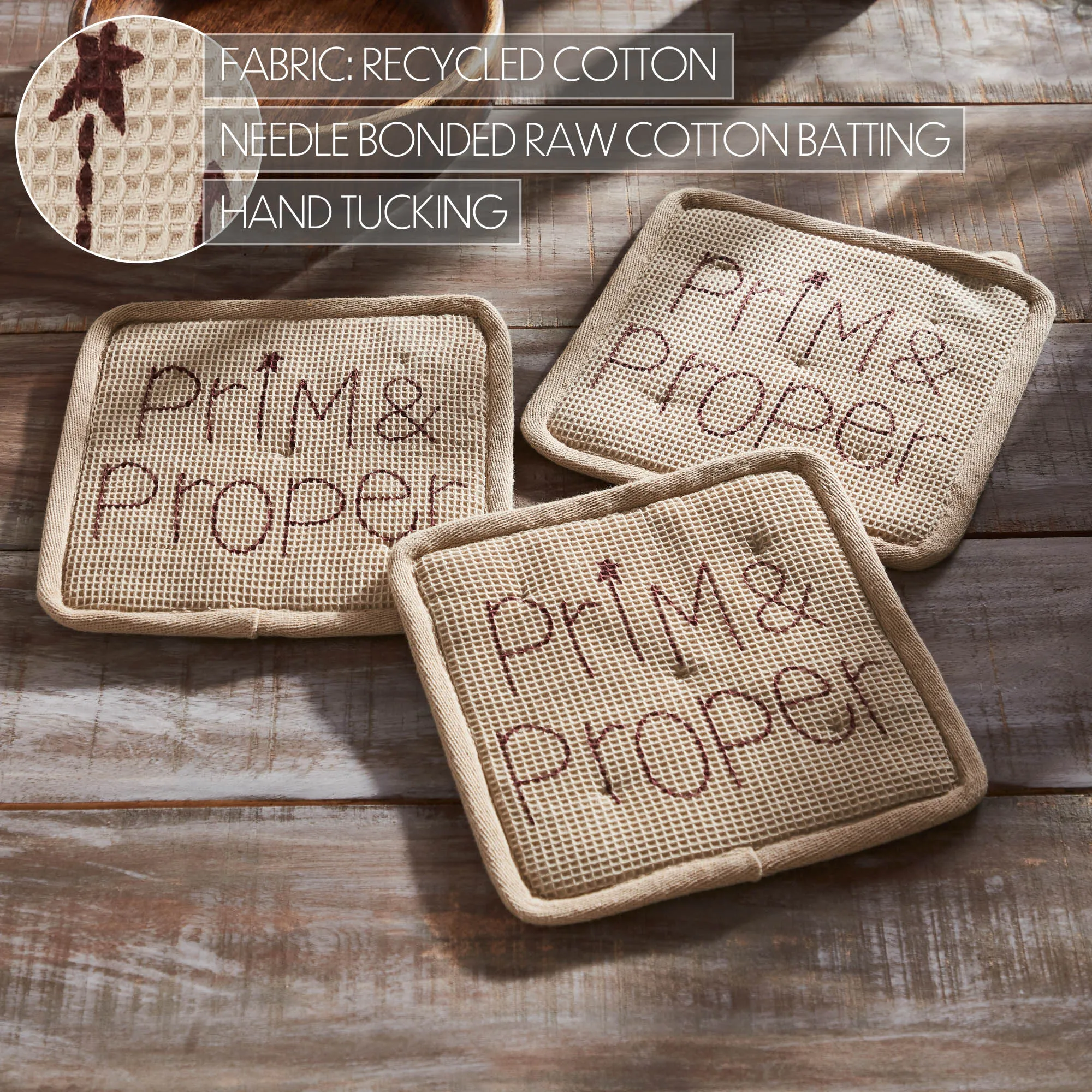 Connell Prim & Proper Pot Holder Set of 3 8x8