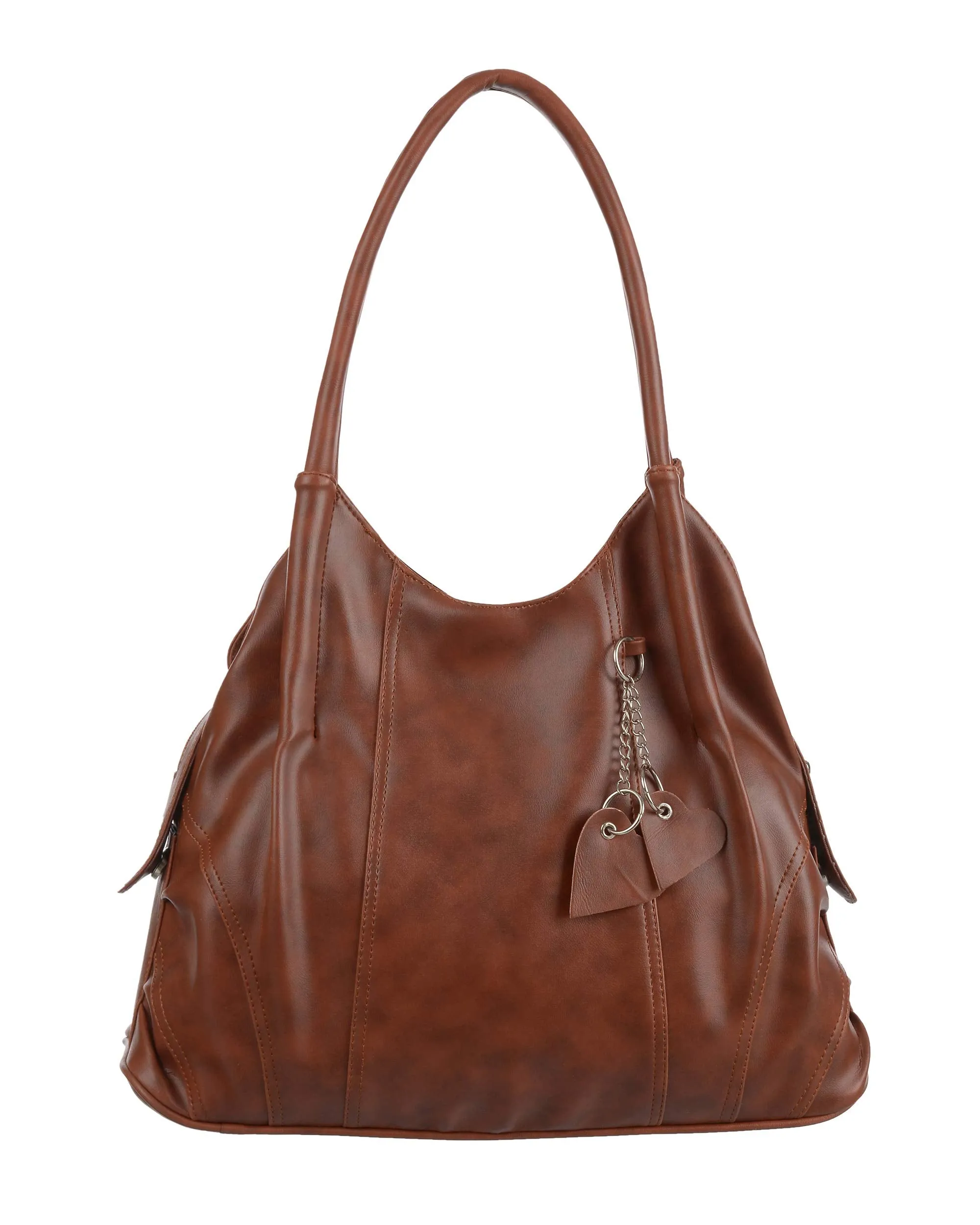 creeper Women's PU Leather Large Capacity Shoulder Hobo Handbag with Top Handle & Multi-Pockets (Brown_CR-001)