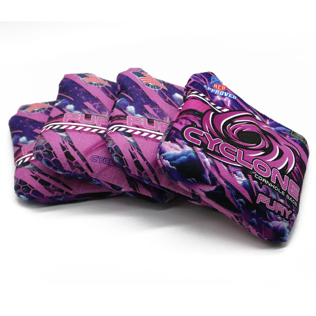 Cyclone FURY Pink Purple Lightning Pro series cornhole bags (set of 4)