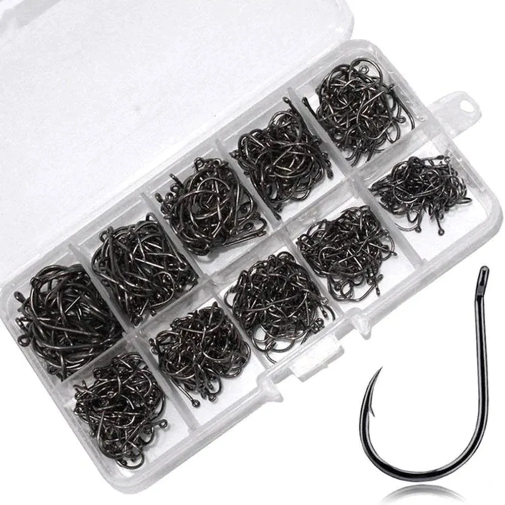 Fishhook 100pcs Fishing Hooks Set Carbon Steel Single Circle Fishhook Fly Fishing Jip Barbed Carp Hooks Sea Tackle Accessories