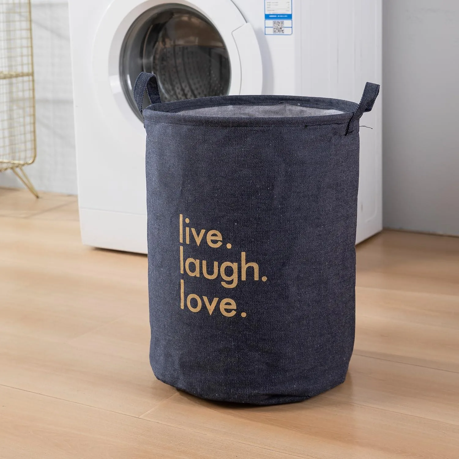 HOKIPO Folding Laundry Storage Basket - Large 51 Ltr, Blue