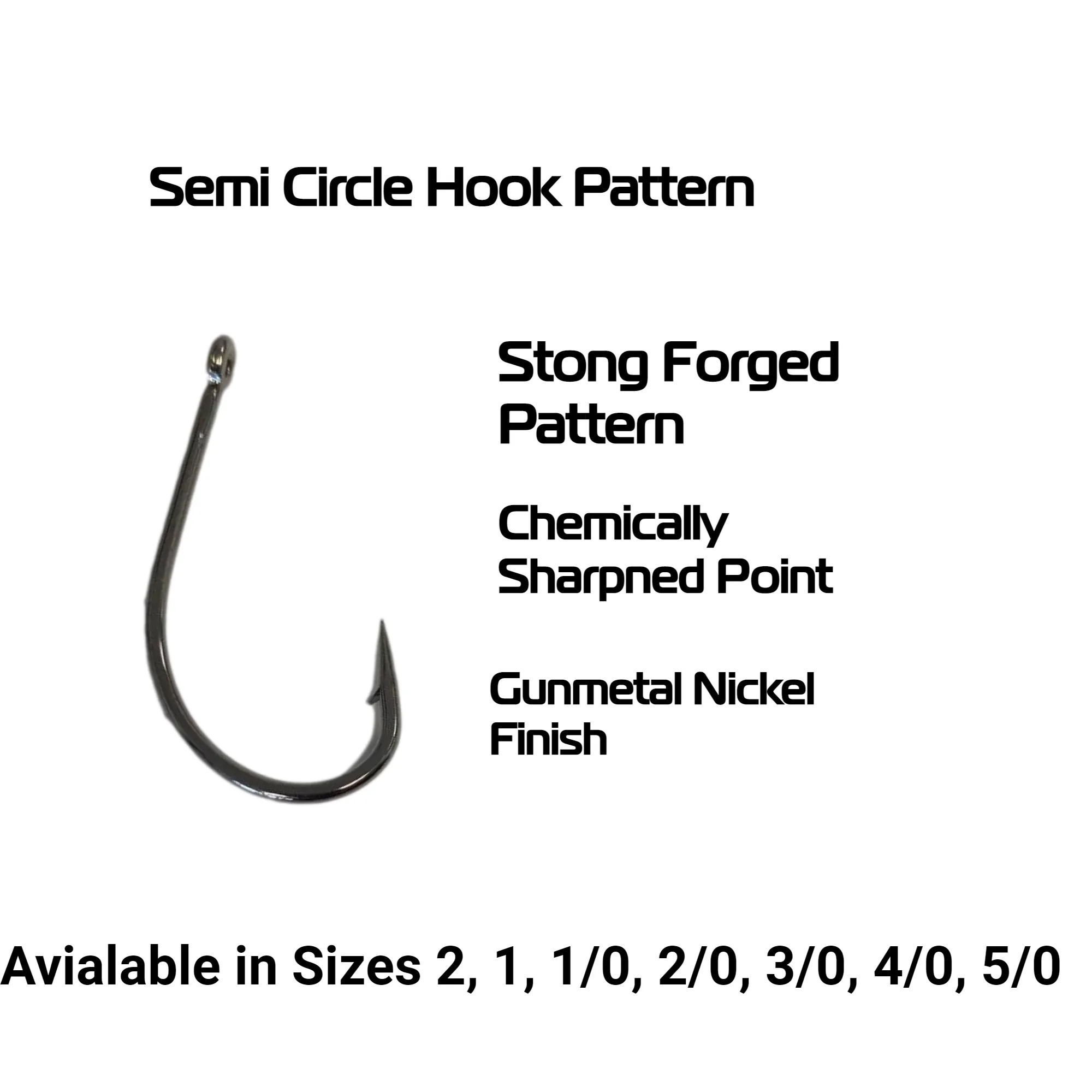 Koike Semi Circle Hooks - High Carbon, Chemically Sharpened - Pack of 10