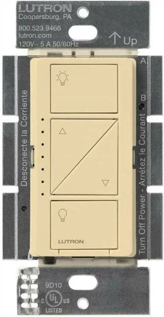 Lutron Caseta Wireless Smart Dimmer Switch for Wall & Ceiling Fan, PD-6WCL-LA, Light Almond