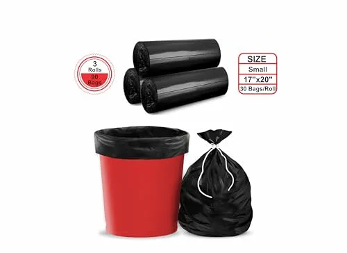 Newtone Premium Eco - Friendly/Biodegradable Garbage Bags (Small) Size 17 X 19 Inches 3 Rolls (90 Bags) (Dustbin Bag/Trash Bag) (Black Colour) - (Pouch Packing)