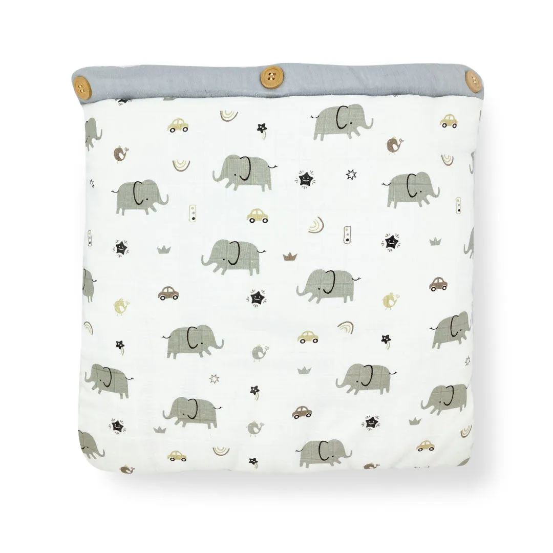 Organic Muslin Carry Nest for Baby -Traveling bed Soft Cotton-Elephant