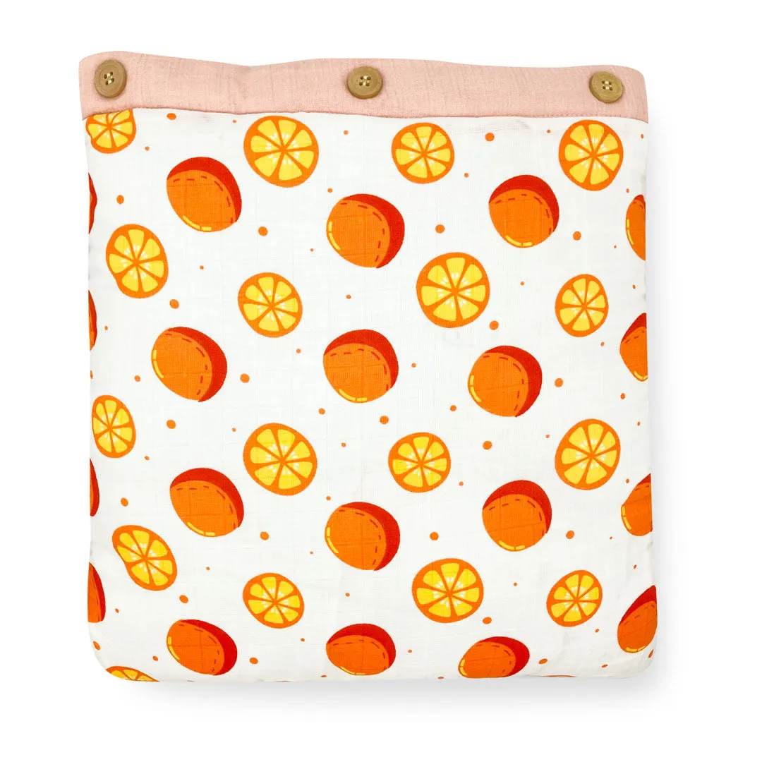 Organic Muslin Carry Nest for Baby -Traveling bed Soft Cotton - Orange