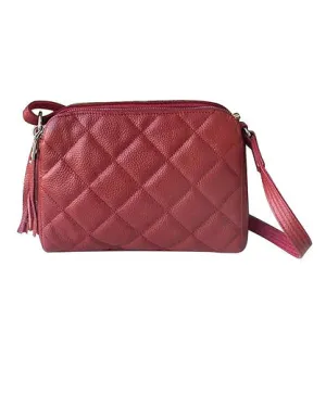 Quilted Compact Lockable Leather Crossbody Purse