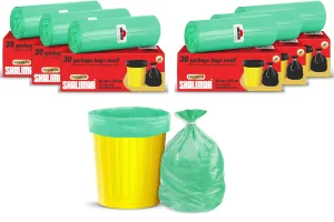 Shalimar Premium Garbage Bags Size 17 X 19 Inches (Small) 180 Bags (6 Rolls) Dustbin Bag/Trash Bag - Green Color