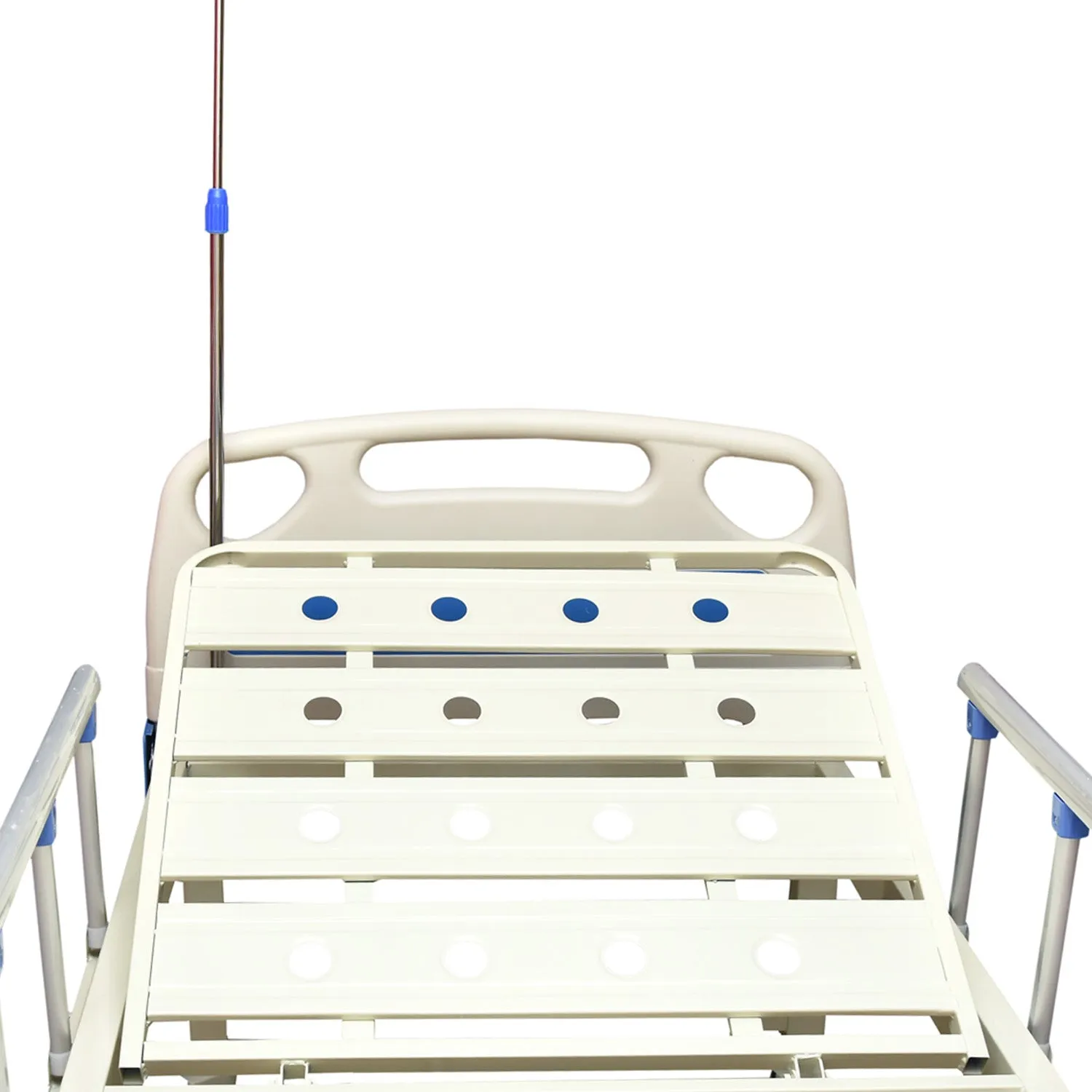 Smart Care Manual Full Semi Fowler Bed with ABS Panel, Side Railing & IV Stand (Wooden Box Packing)