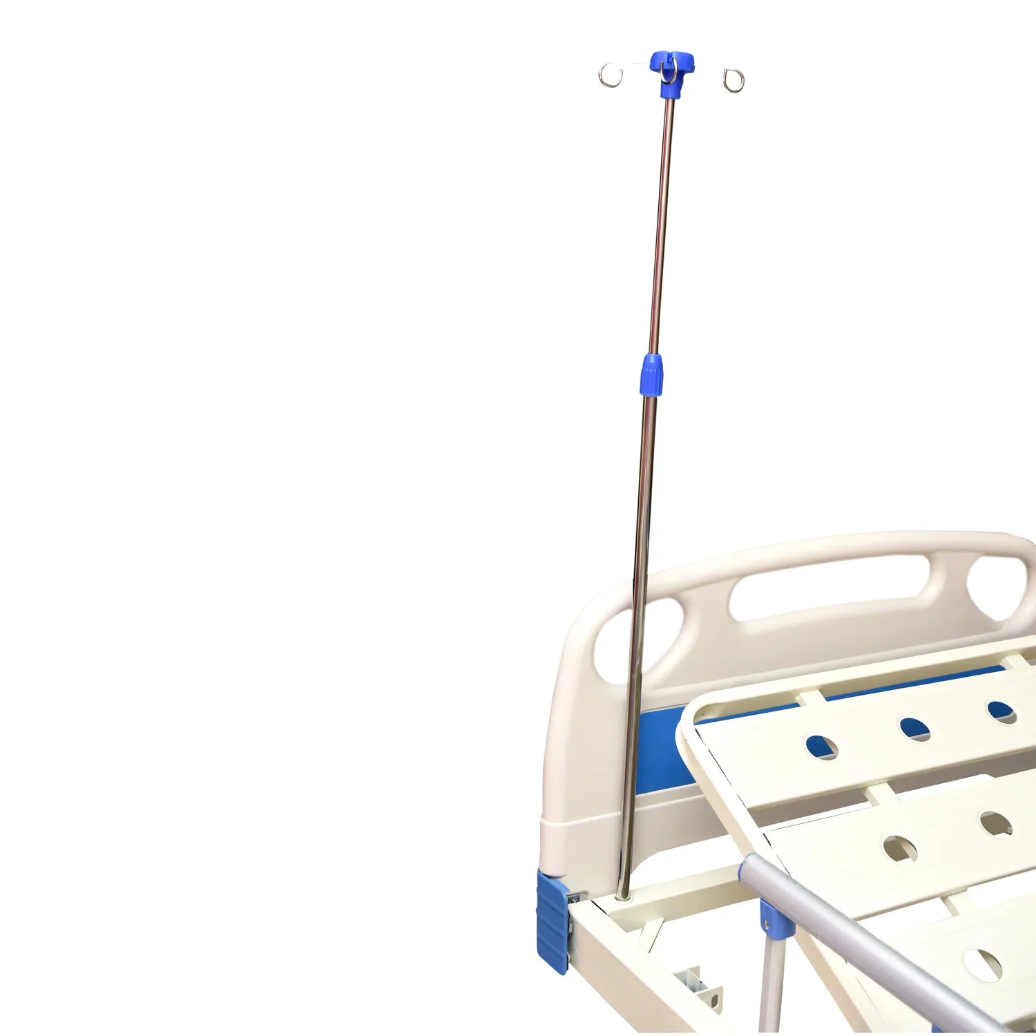 Smart Care Manual Full Semi Fowler Bed with ABS Panel, Side Railing & IV Stand (Wooden Box Packing)