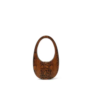 Snake Print Swipe Bag in Brown