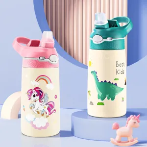 Stainless Steel Kids Water Bottle with Straw | Children's Vacuum Flask & Thermal Mug 400ML