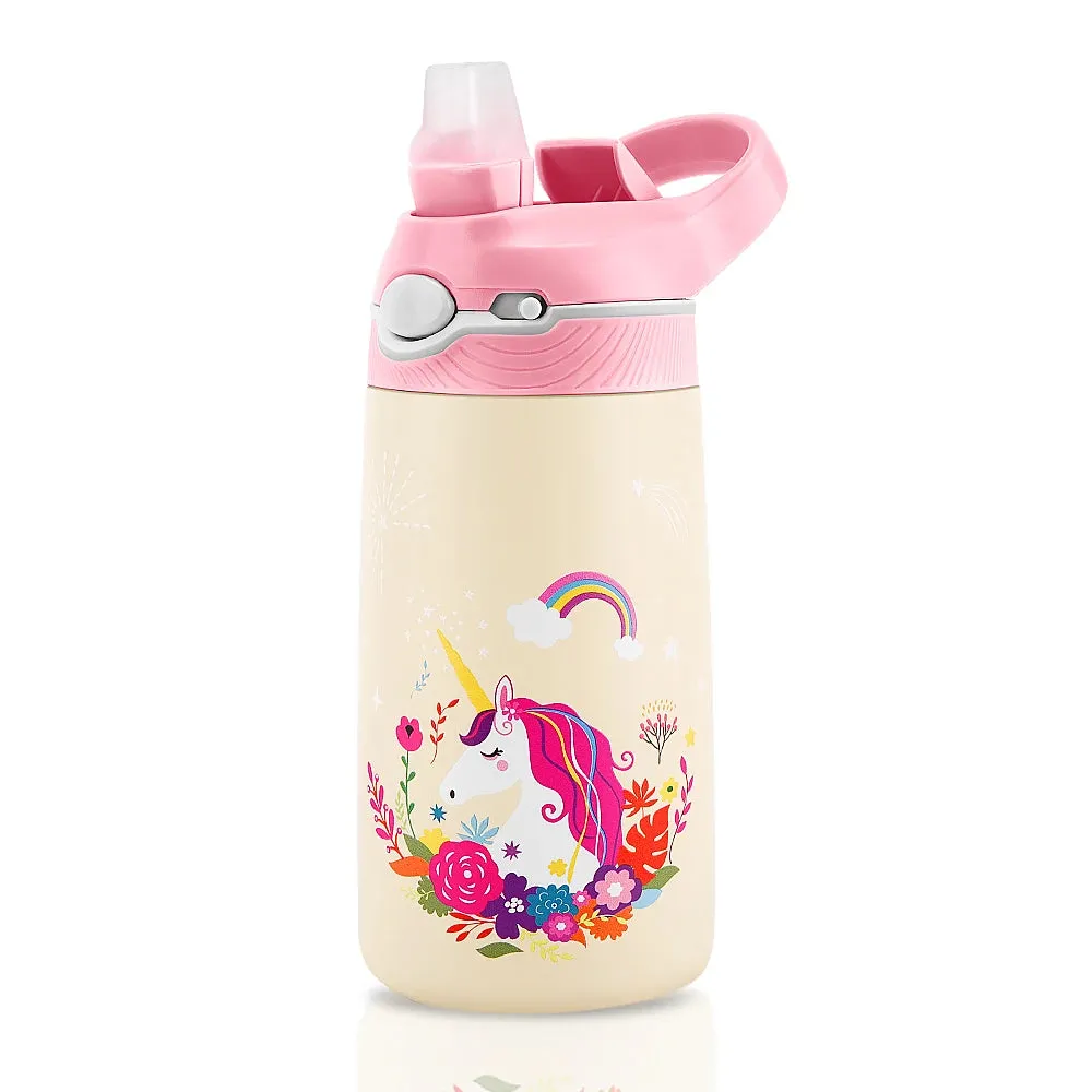 Stainless Steel Kids Water Bottle with Straw | Children's Vacuum Flask & Thermal Mug 400ML