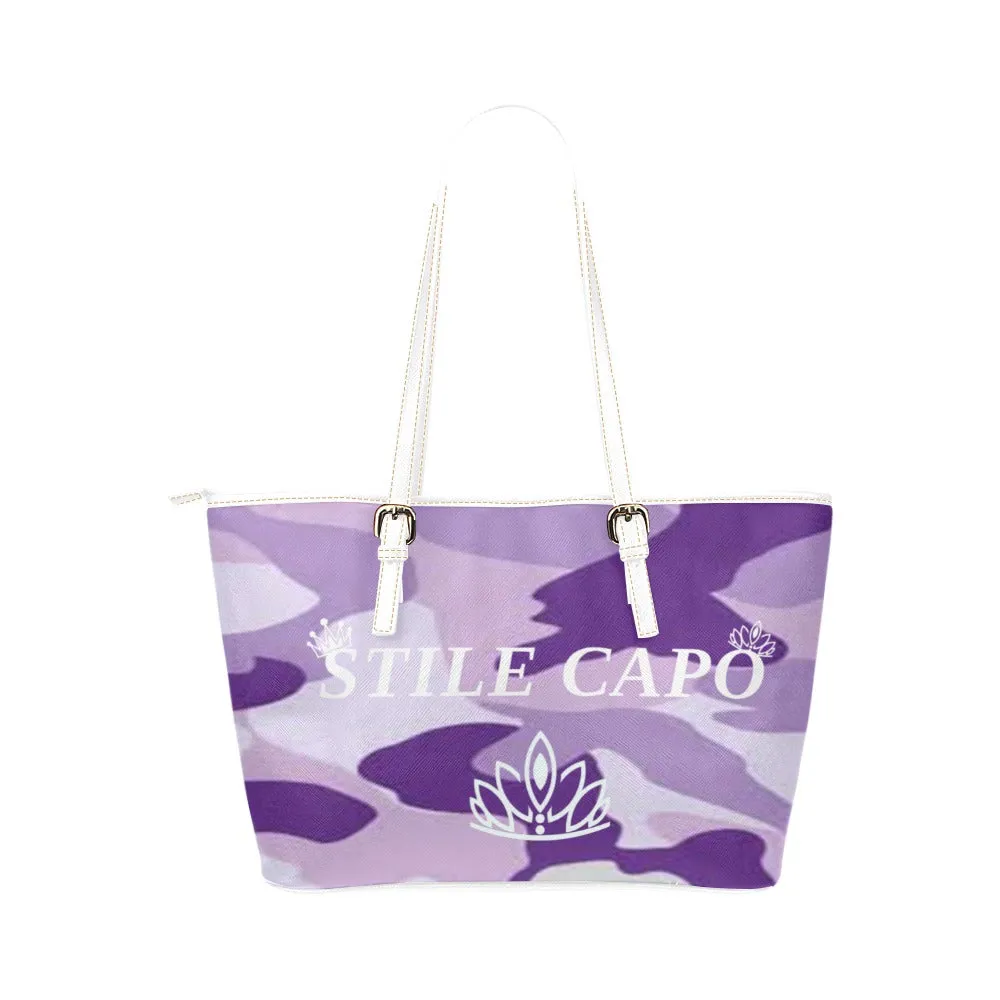 STILE CAPO QUEEN PURPLE CAMO TOTE BAG.