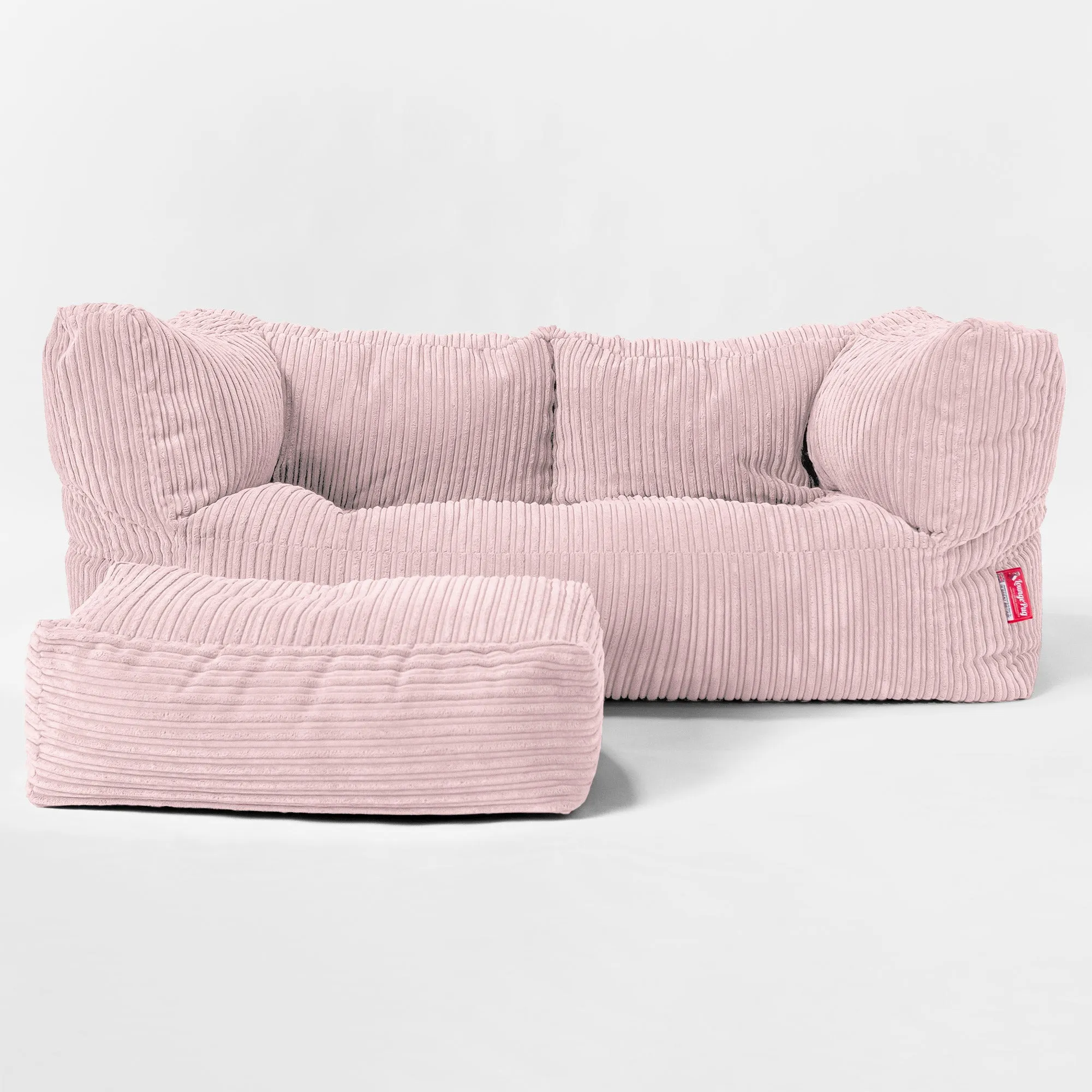 The 2 Seater Albert Sofa Bean Bag - Cord Blush Pink