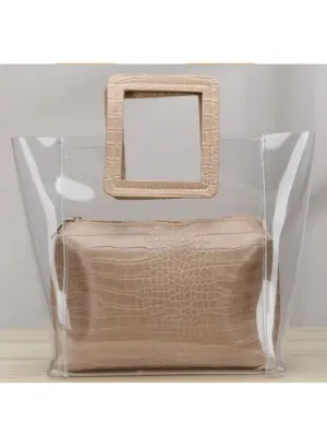 Transparent Leather Tote Bag for Women