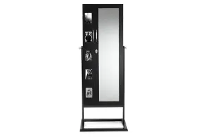 Vittoria Black Finish Wood Square Foot Floor Standing Double Door Storage Jewelry Armoire Cabinet